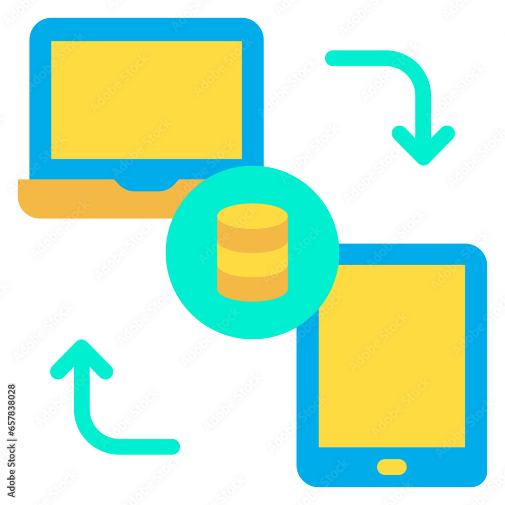 Flat Laptop to Tab sharing icon Flat Laptop to Tab sharing icon
