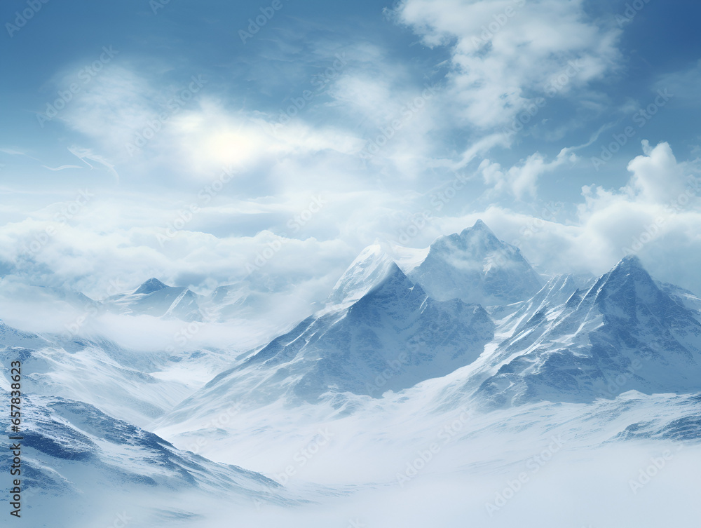 Beautiful mountains in snow, landscape background 