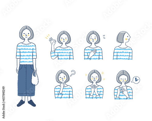 女性の表情　バリエーションセット