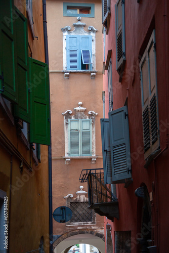 Obraz na płótnie Street view from city Riva del Garda, Lombardy, Italy w salonie
