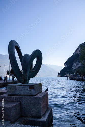Obraz na płótnie Street view from city Riva del Garda, Lombardy, Italy w salonie
