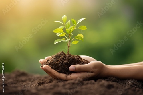 Wallpaper Mural Environmental Conservation. Young plant in hands. Save nature concept.  Torontodigital.ca