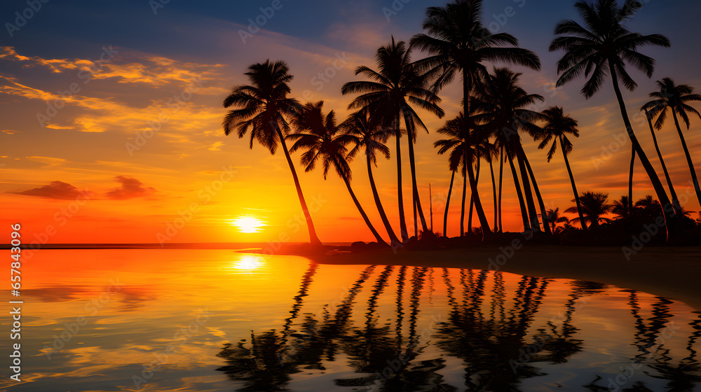 Golden Horizons: Embracing Sunset Serenity on the Beach | Generative AI