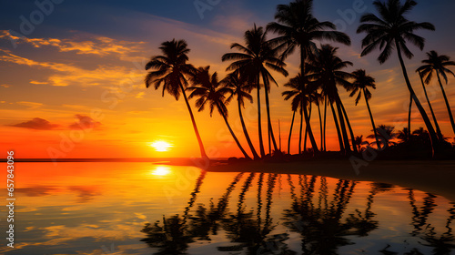 Golden Horizons  Embracing Sunset Serenity on the Beach   Generative AI