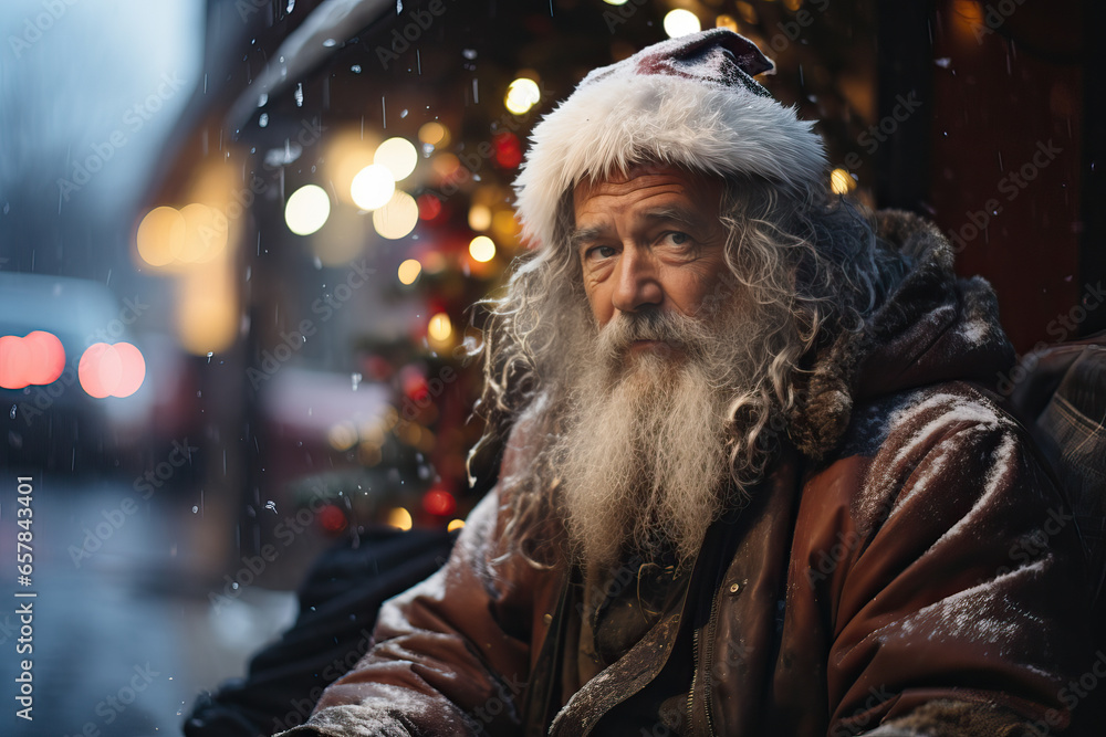 A man with a long beard wearing a Santa hat, spreading Christmas cheer