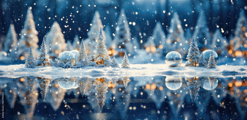 Winter abstract landscape with Christmas tree