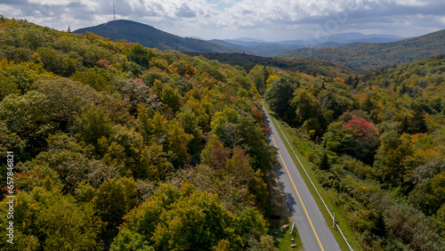 Aerial View Of Changing Fall Leaves In The Blue Ridge Mountains Near Blowing Rock, North Carolina