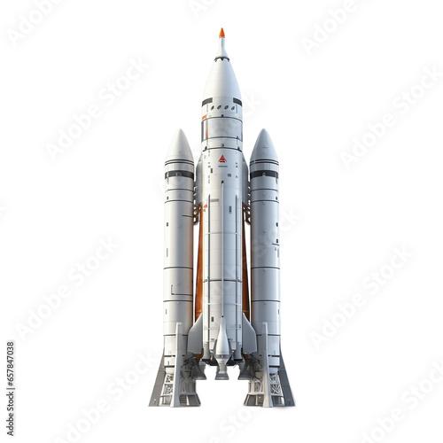 Space rocket on a light transparent background. PNG file. Generative AI