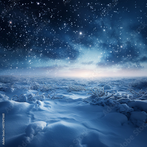 Wallpaper Mural Blue sky with stars and clouds, Lots of snow, Winter, blizzard Torontodigital.ca