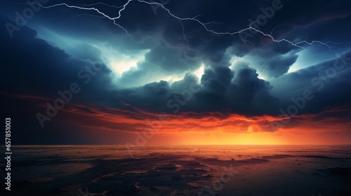 A dramatic, thunderstorm brewing over a windswept prairie, with lightning illuminating the vast, open expanse
