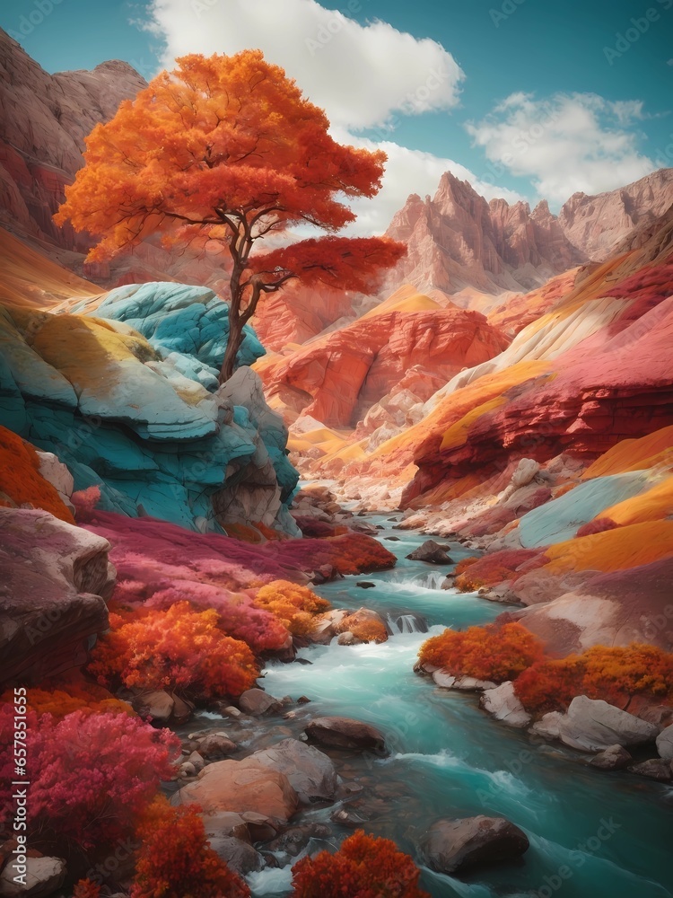 Vibrant colors of world landscapes natural paintings.