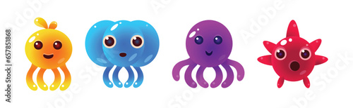 Funny Sea Animals and Underwater Creature Vector Set