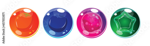 Colorful Bubbles with Candies Inside as Asset for Game Design Vector Set