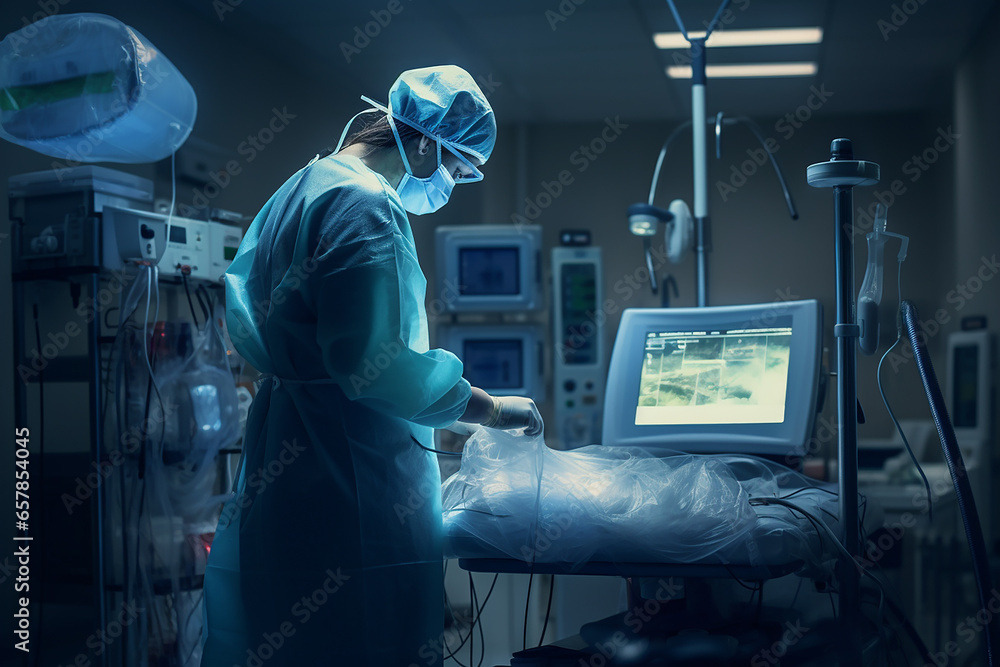 young doctor ordering in the operating room. ai generated young doctor ordering in the operating room. ai generated