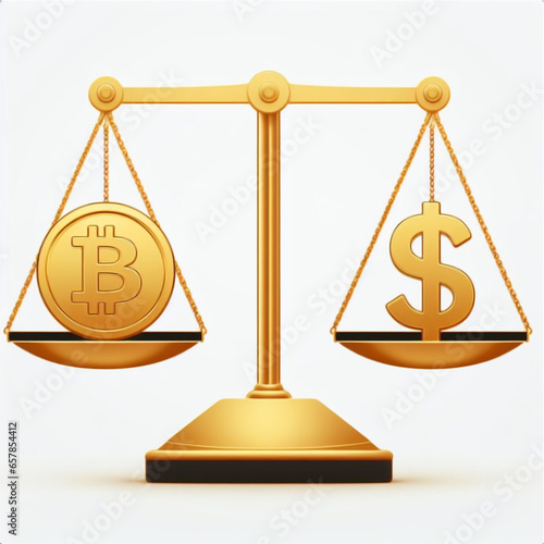 Weight scale with bitcoin and dollar symbols