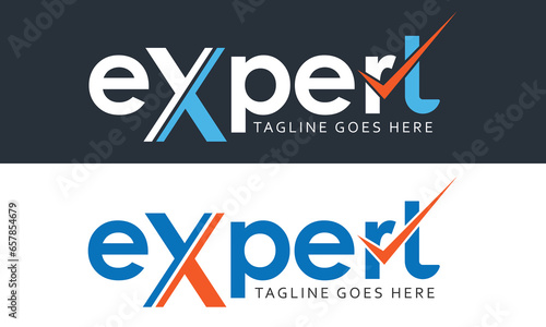 expert text logo design template vector 