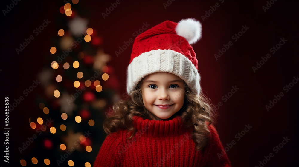 portrait of a child in a christmas hat portrait of a child in a christmas hat