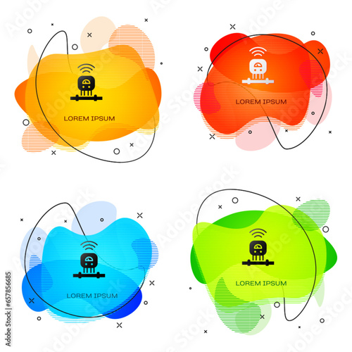 Black Smart sensor system icon isolated on white background. Internet of things concept with wireless connection. Abstract banner with liquid shapes. Vector