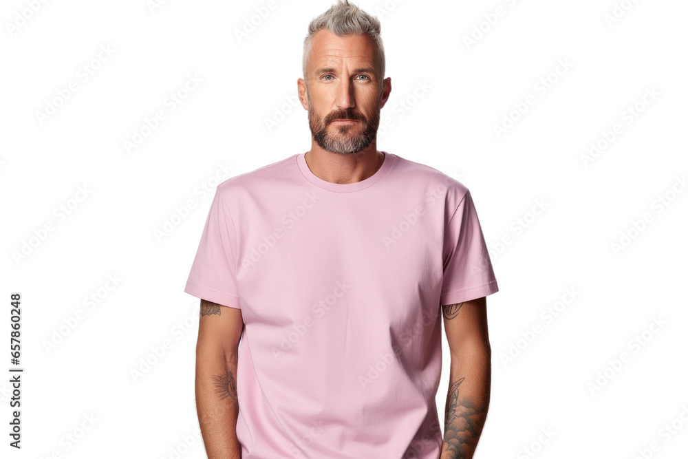 A Man's Pink T Shirt Story on isolated Background