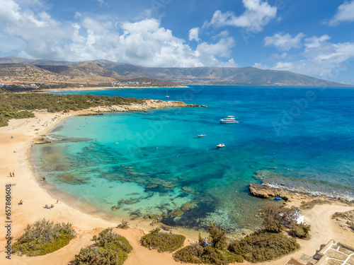 Landscape with amazing secluded sand beach Alyko, Naxos island, Greece Cyclades © Balate Dorin