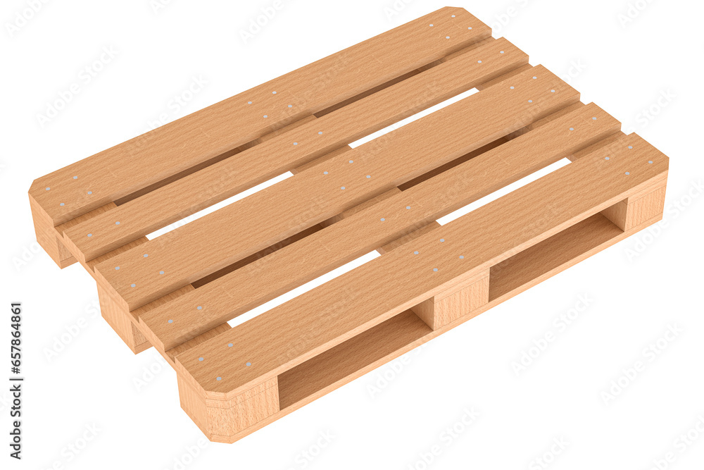 Wooden pallet, 3D rendering isolated on transparent background