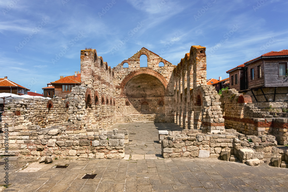 Fototapeta premium Ruins of St. Sophia church (old Metropolitan church) in ancient city of Nessebar, Bulgaria.