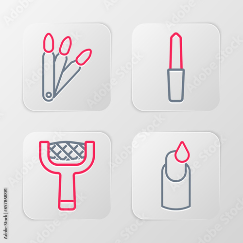 Set line Manicure, Nail file, and False nails icon. Vector