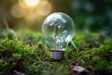 light bulb on green grass in the morning, idea and inspiration concept