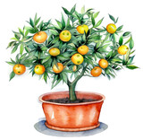 Drzewko mandarynki w donicy ilustracja