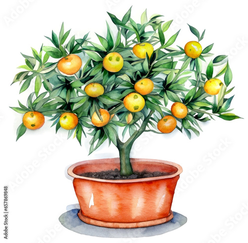 Drzewko mandarynki w donicy ilustracja