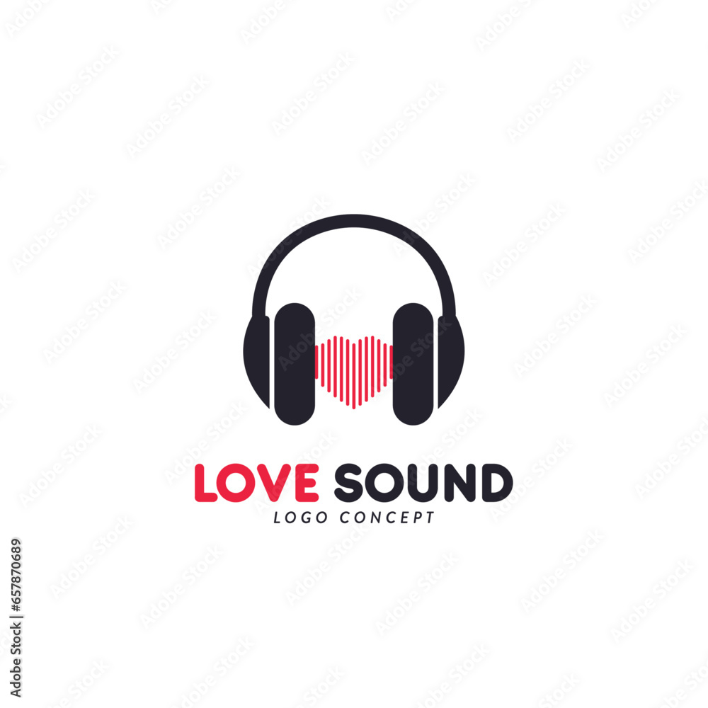 Design of sound waves shaped as a heart with the sides shaped like