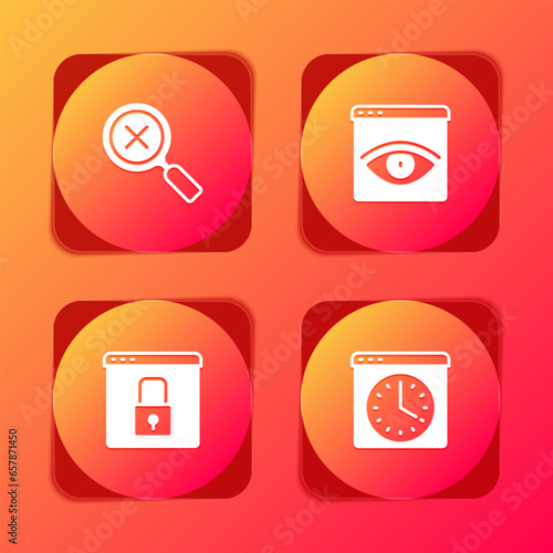 Set Magnifying glass and delete, Browser incognito window, Secure your site with HTTPS, SSL and icon. Vector