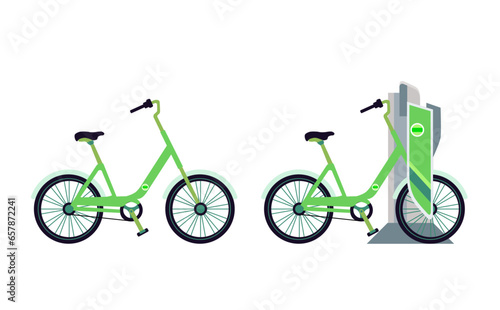 電動自転車と充電ポートのイラスト