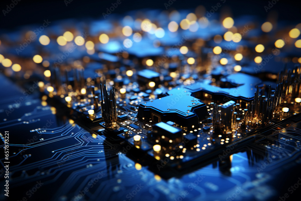 Blue microchip circuits, digital background Blue microchip circuits, digital background