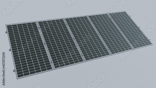 solar panel installation consisting of four monocrystalline panels on a white background