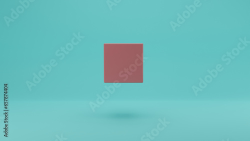 3d rendering of a pink cube on a blue background. Geometric cube, red square, pink pixel. Abstract idea of digital art, NFT technologies. © Станислав Чуб