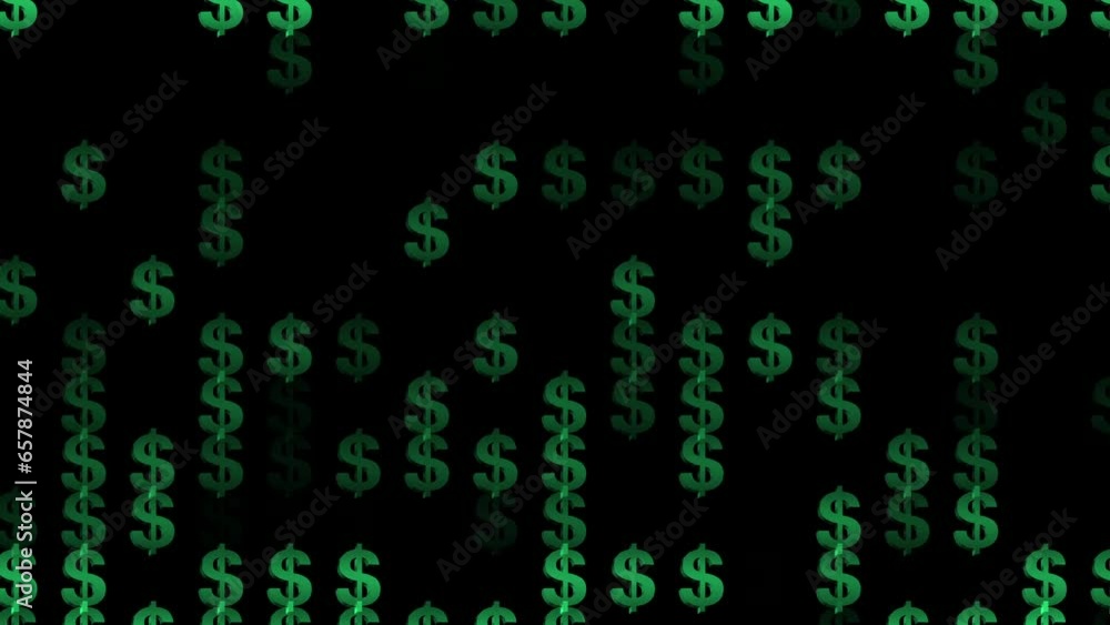 Green dollar signs on screen Green dollar signs on screen