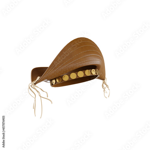 chapéu de couro nordestino cangaço lampiao 3d render foto realista campanha nordeste png sem fundo 