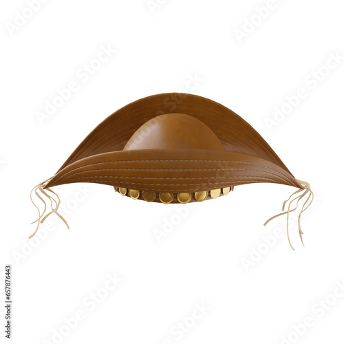 chapéu de couro lateral nordestino cangaço lampiao 3d render foto realista campanha nordeste png sem fundo 