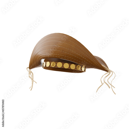 chapéu de couro lateral nordestino cangaço lampiao 3d render foto realista campanha nordeste png sem fundo  photo