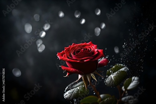 red rose with water drops  generative AI