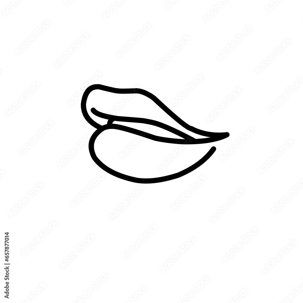 Lips Icon. Hand Drawn Line Art Style 