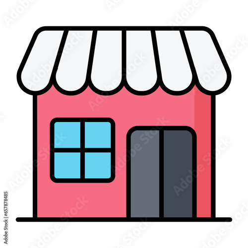Baker Shop Colored Outline Icon