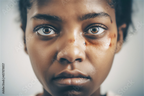 portrait of a battered young adult African woman