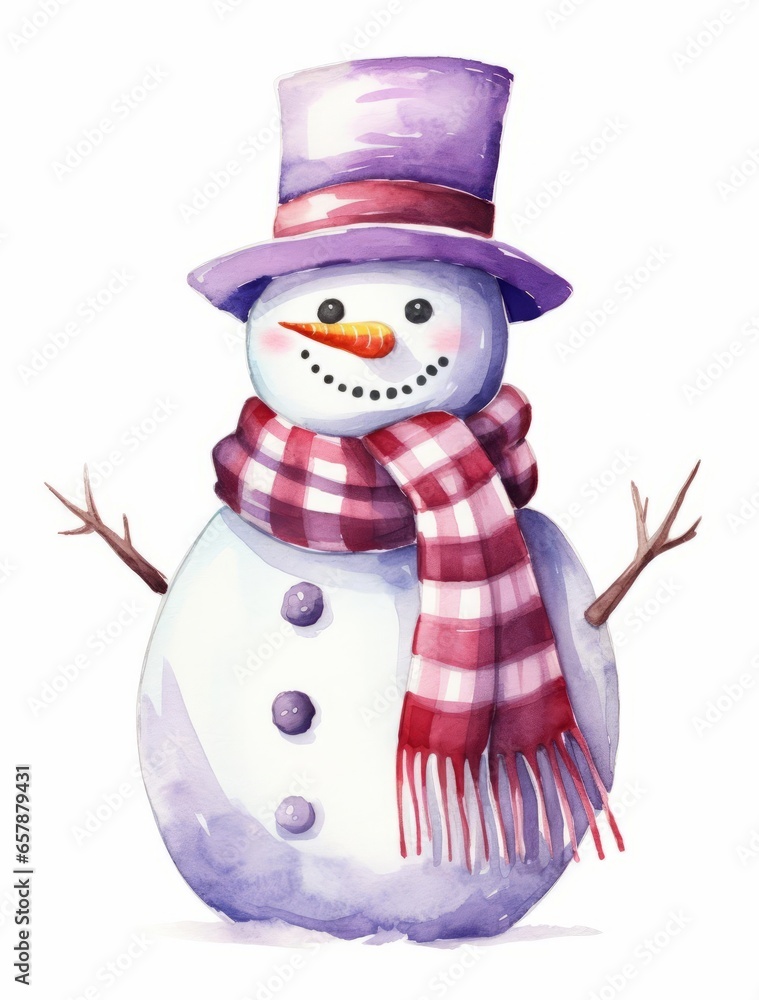 Snowman with Broomstick and Festive Winter Scarf Snowman with Broomstick and Festive Winter Scarf