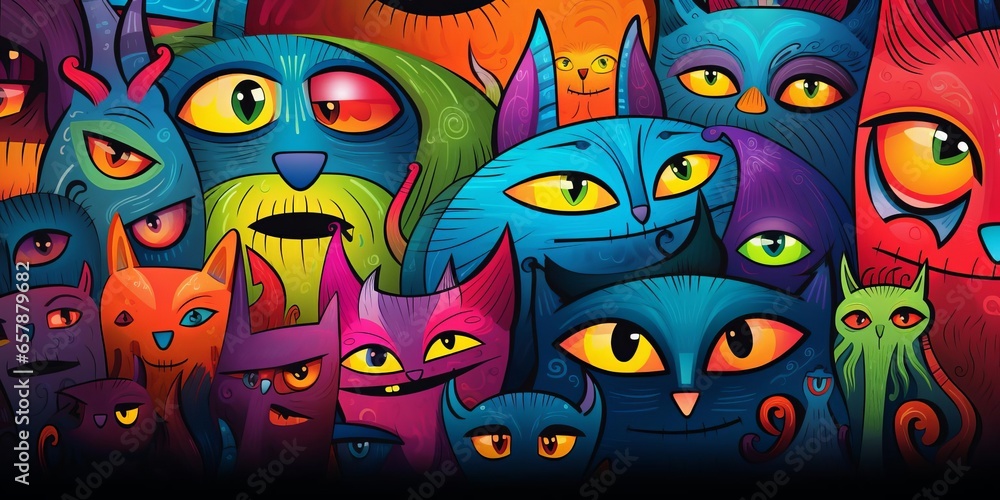 Abstract Cats and Spiky Mounds: UHD Cartoon Gang