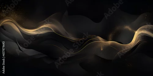 Panel kuchenny z motywem Abstract black wallpaper background with golden line elements