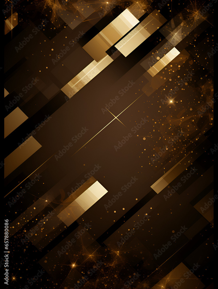 Abstract chocolate brown wallpaper background with golden line elements - obrazy, fototapety, plakaty 