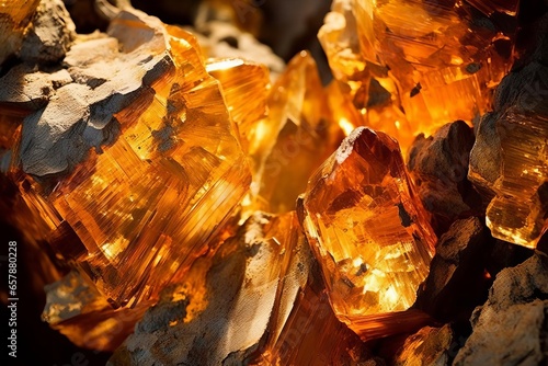 Vibrant Orange Crystals in Natural Formation