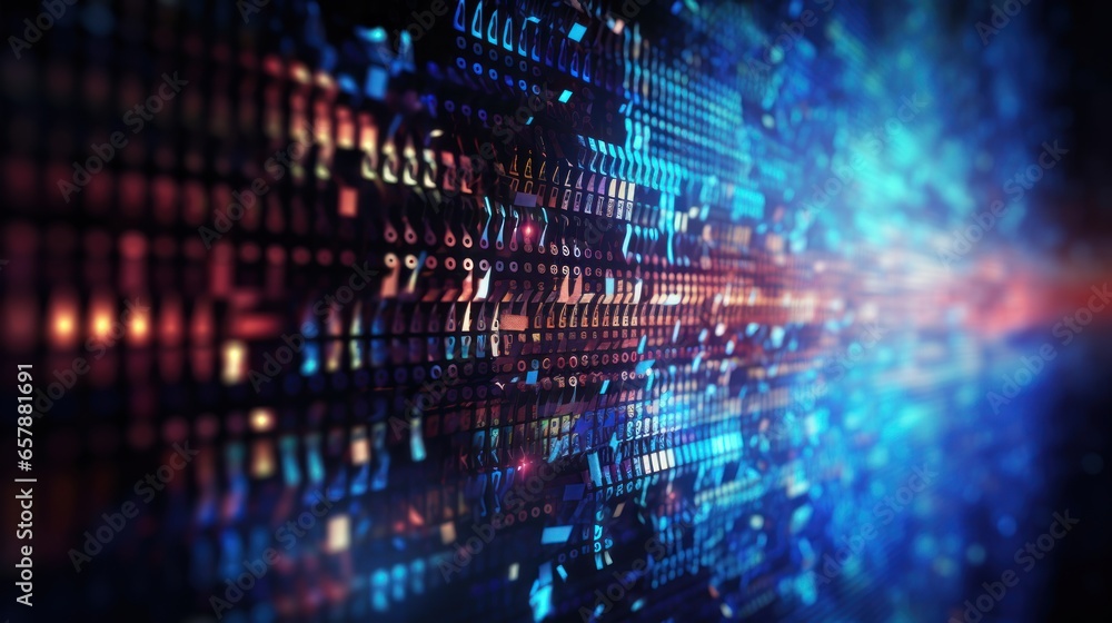 Abstract background where technology particles weave together lines of code, illustrating the interconnectedness of programming languages Abstract background where technology particles weave together lines of code, illustrating the interconnectedness of programming languages